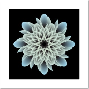 Beautiful White and Blue Artistic Flower Posters and Art